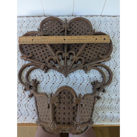 Vintage Burwood Faux Rattan Brown Wall Pocket - 2537 - Picture 7 of 8